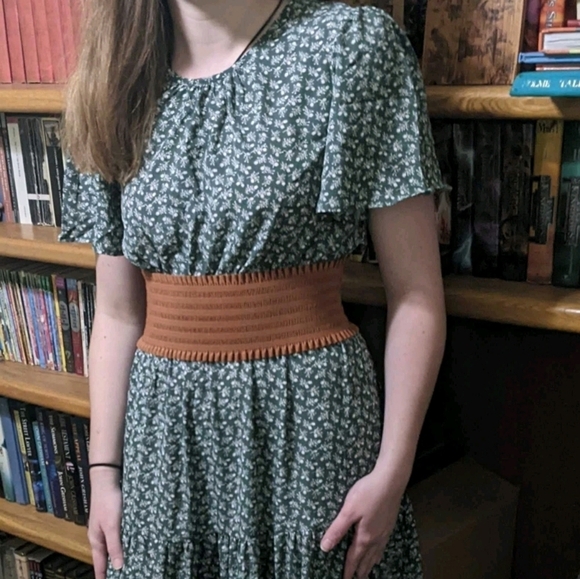 Ultra Wide Brown corset elastic boho stretch waist ruffle statement dress Belt - Picture 11 of 11